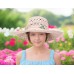 Wide Brim Crochet Toyo Straw Accent w/ Beaded Band - Pink - HT-8202PK